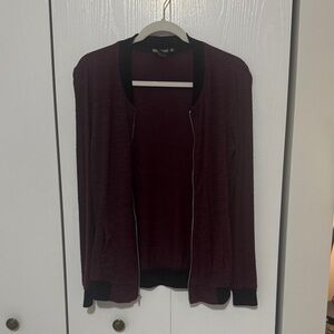 Miss Chievous Burgundy Cardigan with Black Accents